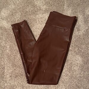 Brown Faux Leather Leggings size Large